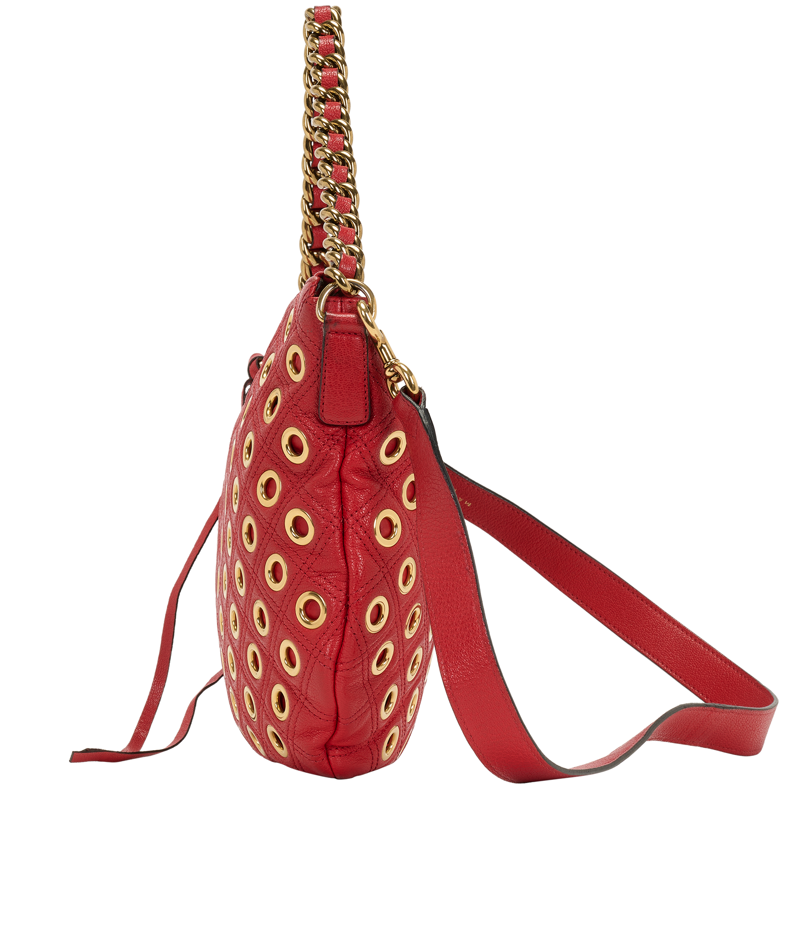 Eyelets Small Nomad Hobo, &pound;150, Handbags, Red, Leather, Bottom view